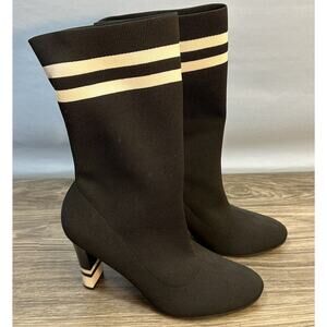 Circus Sam Edelman Size 9 Black White Striped Heeled Sock Boots Emo Whimsigoth
